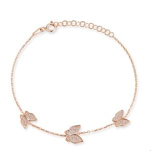 CHLOE & MADISON 14K RoseGold VermeilSterling SilverCrystal Butterfly bracelet.